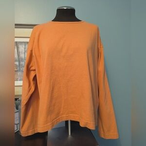 PacifiCotton By Bryn Walker Long Sleeve Shirt, Size XL, Pumpkin Orange